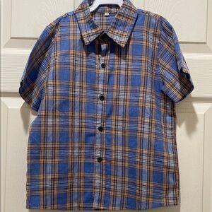 Plaid Kids Shirt - Blue and Brown